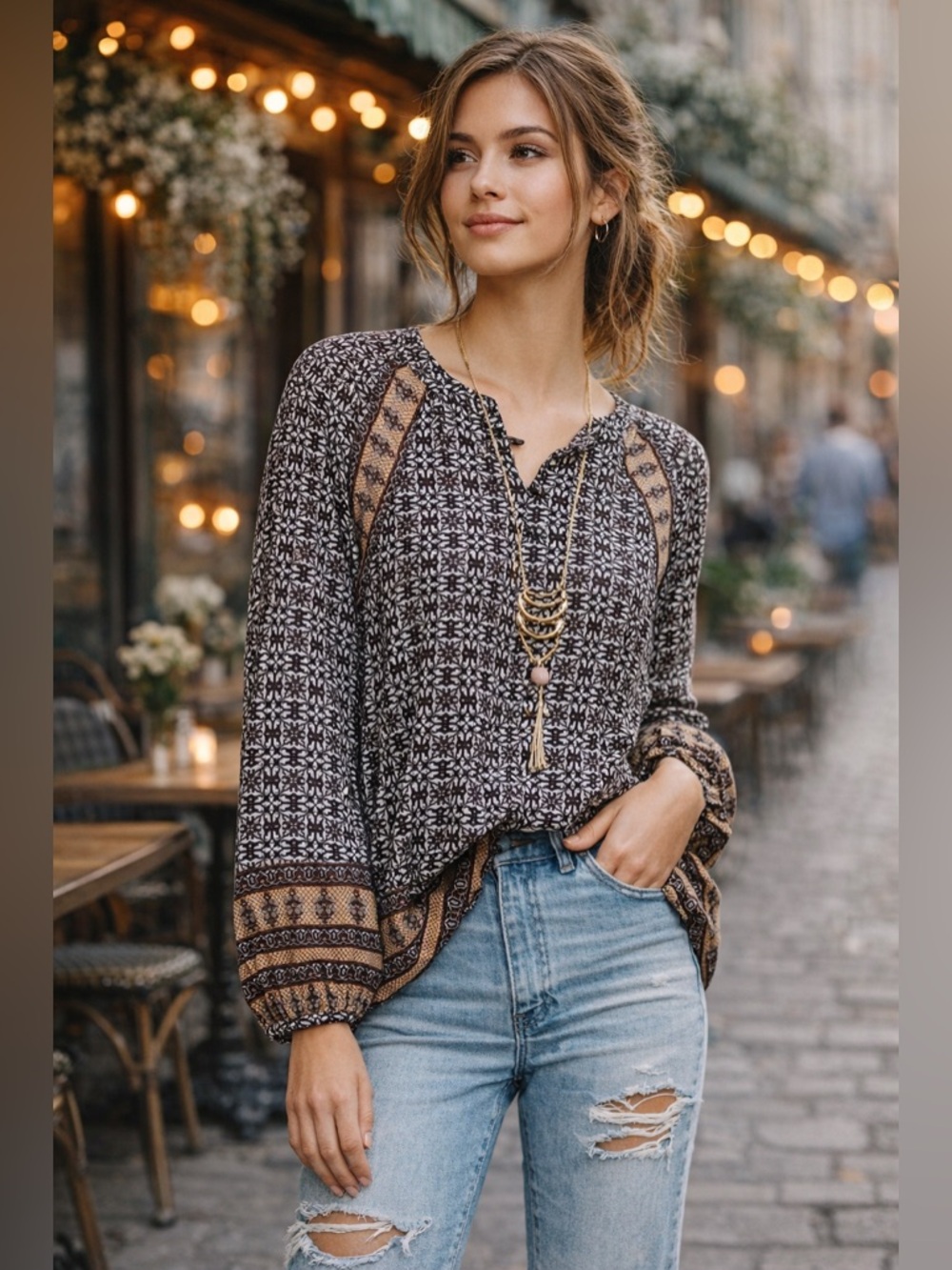 Anthropologie 11.1 TYLHO Aubina Peasant Blouse Size Large